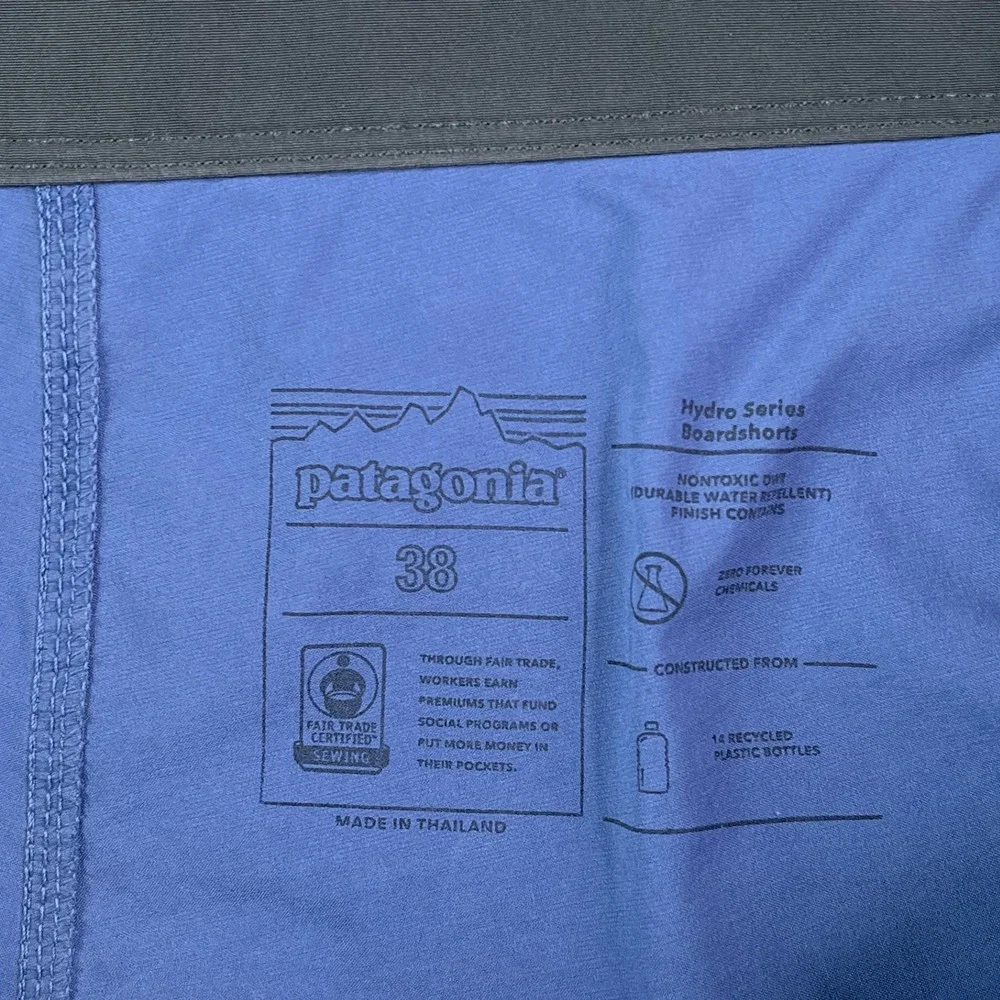 Patagonia Board Shorts Mens 38 Blue Hydro Series Swim Trunks Beach Pool Outdoor